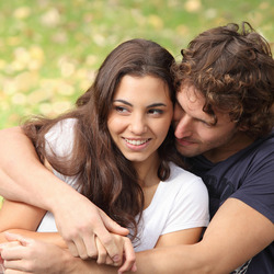 A couple together outdoors