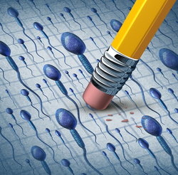 A man erasing drawings of sperm