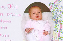 Birth announcement with cameo picture of baby girl